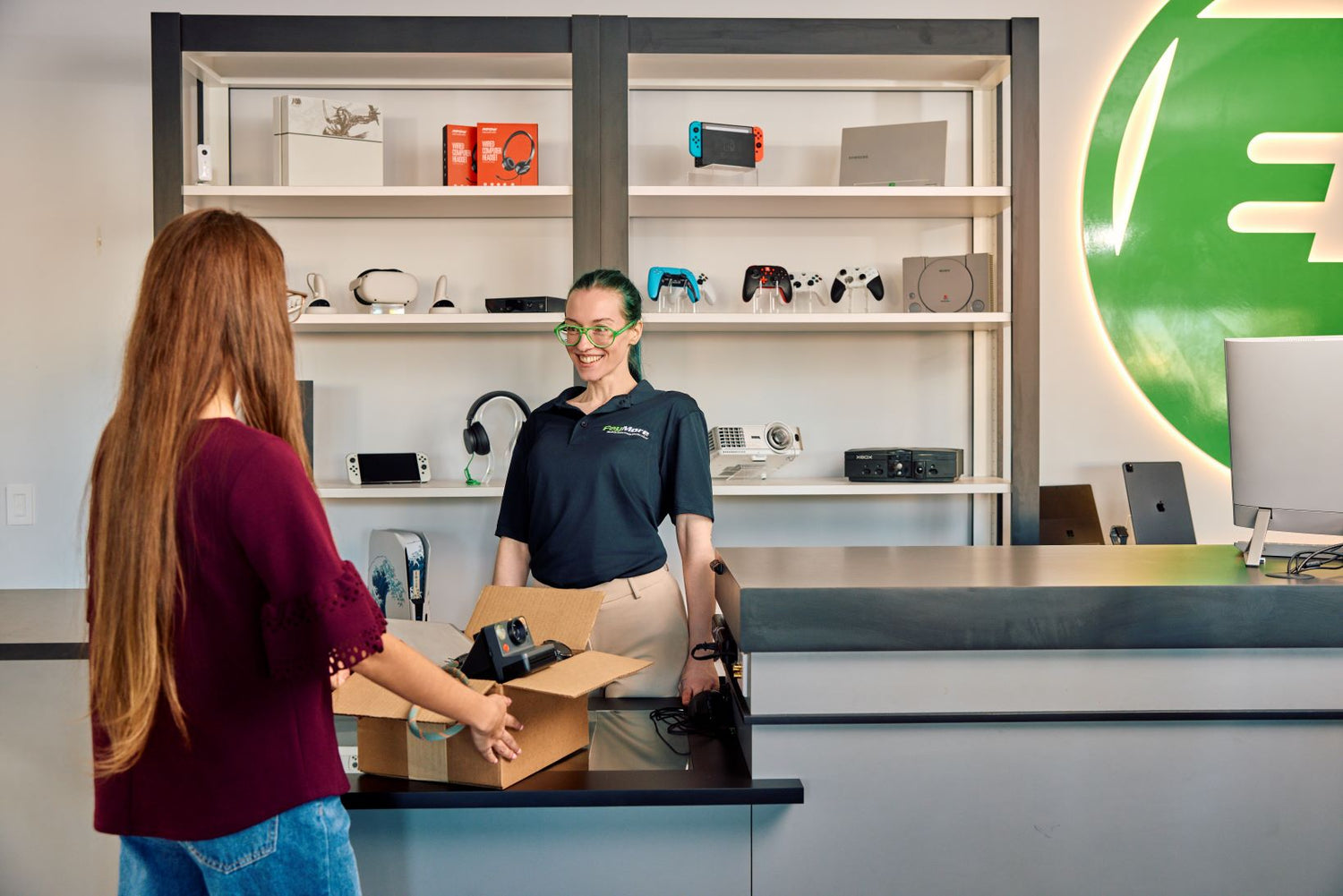 woman selling electronics