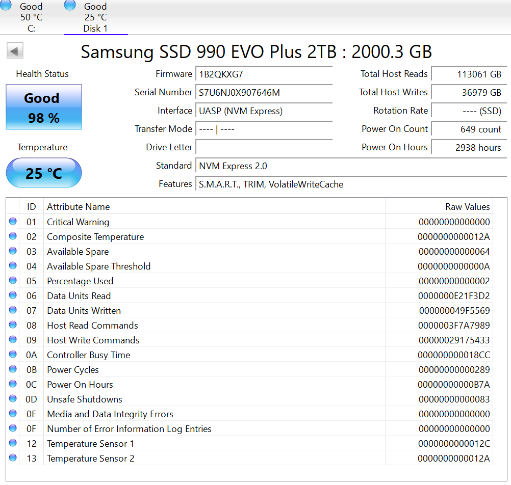 Samsung 2280mm 990 EVO Plus 2TB M.2 NVMe Gen 4.0 x 4 SSD MZVL82T0HBL1