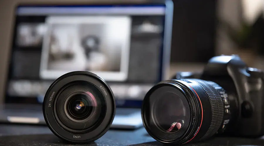 Digital camera lenses displayed during in-store review at PayMore Thornton