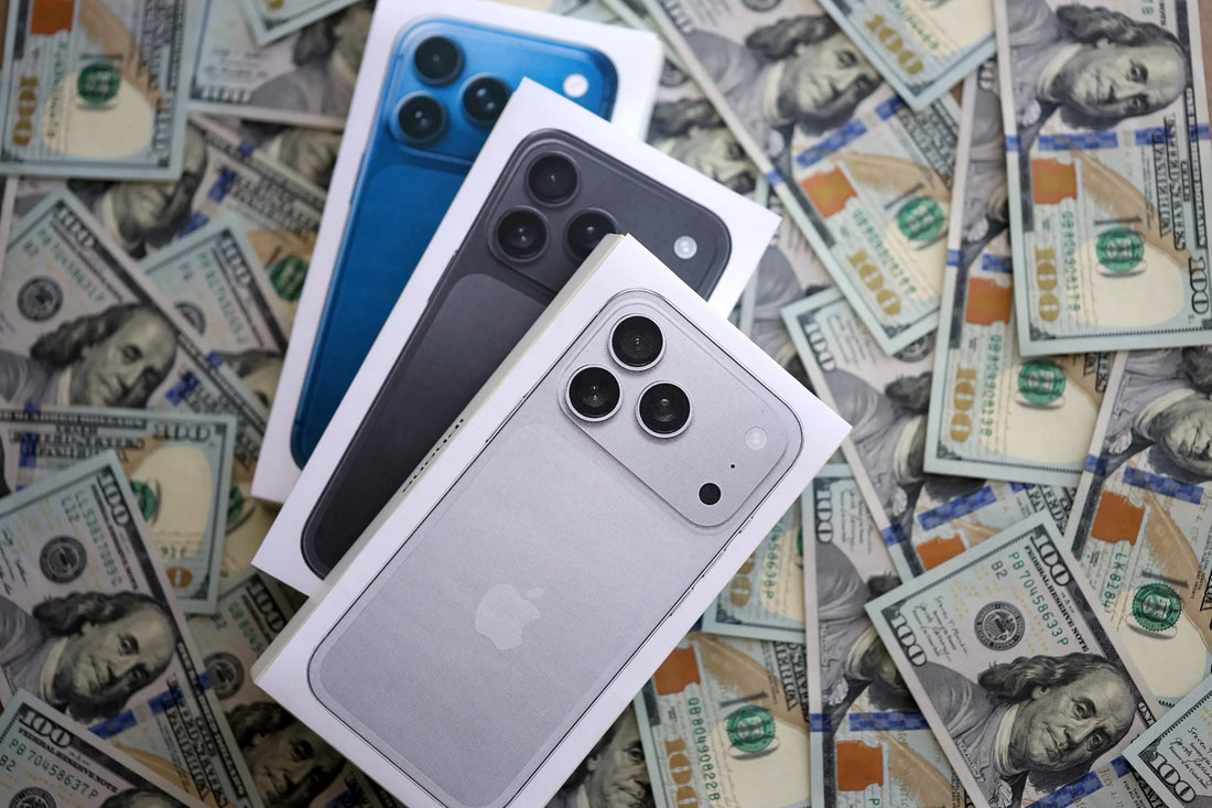 Assorted iPhone 11 and newer devices displayed at PayMore Thornton