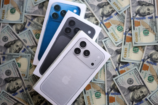 Assorted iPhone 11 and newer devices displayed at PayMore Thornton