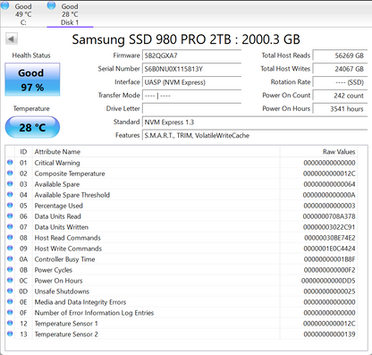 Samsung 2280mm 980 Pro 2TB M.2 NVMe Gen 4.0 x 4 SSD 002538BC31A2132E