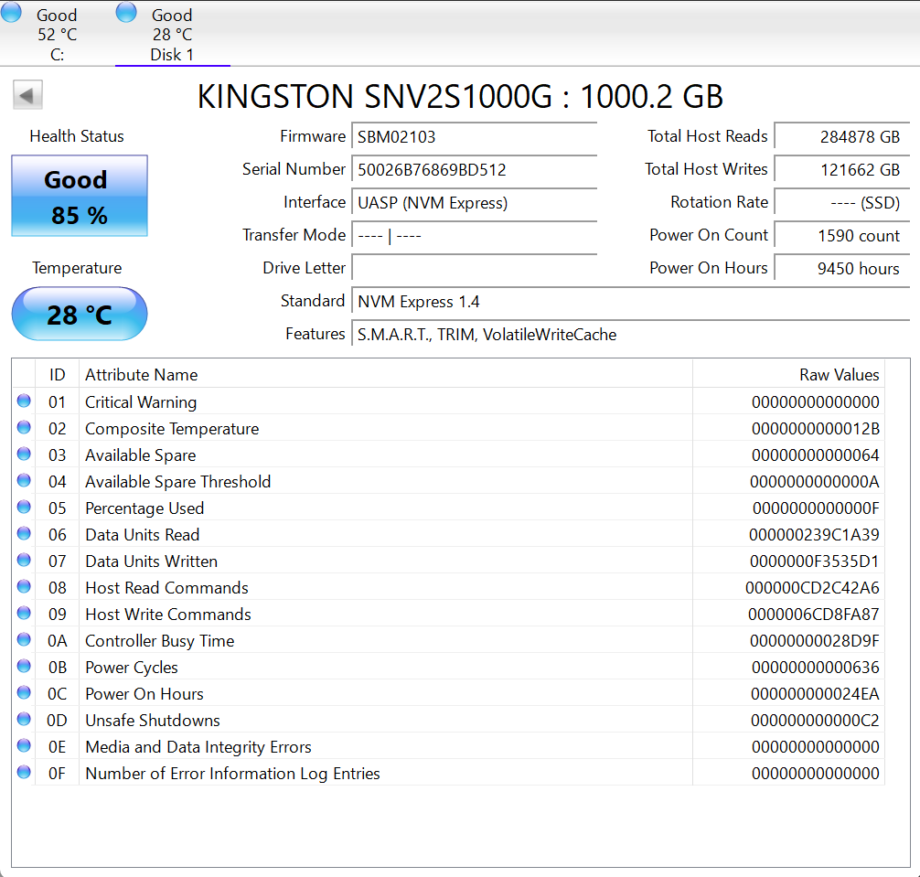 Kingston 2280mm NV2 1TB M.2 NVMe Gen 4.0 x 4 SSD SNV2S/1000G