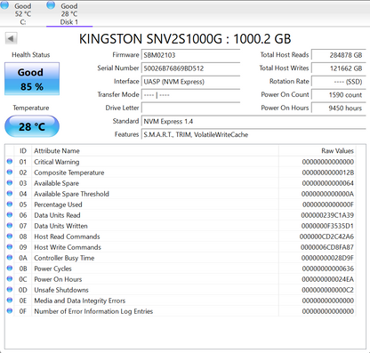 Kingston 2280mm NV2 1TB M.2 NVMe Gen 4.0 x 4 SSD SNV2S/1000G